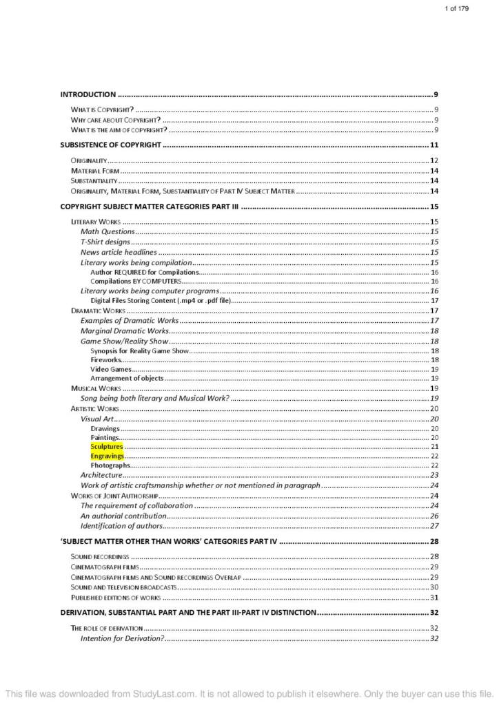 Copyright and Designs (LAW4341) complete prewritten notes