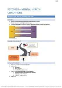 Mental Health Conditions (PSYC3018) complete notes