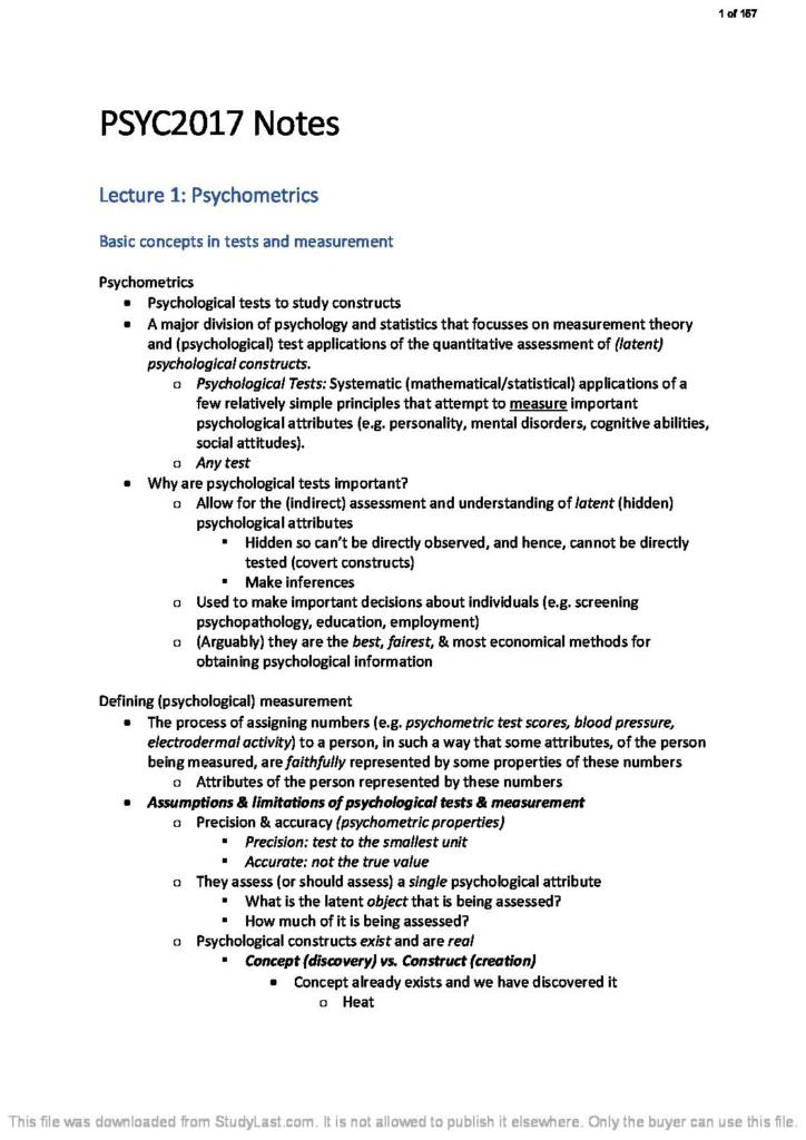 Personality and Social Psychology (PSYC2017) complete notes