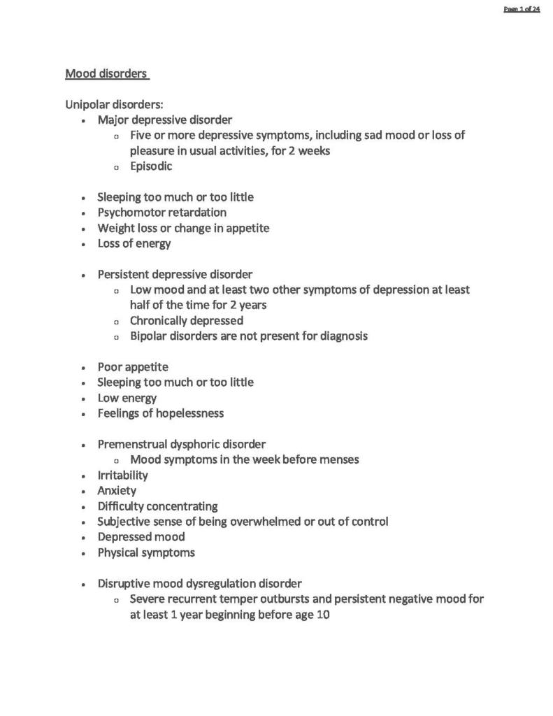 Psychological Disorders (PSY 122) lecture notes