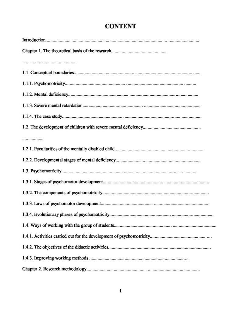 Psychomotricity in Children with Severe Mental Deficiencies research notes