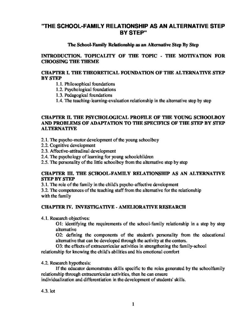 The School-Family Relationship in Step By Step Alternative notes
