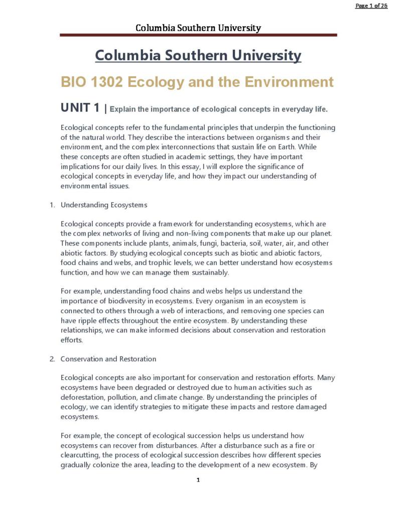 Ecology and the Environment (BIO 1302) comprehensive notes