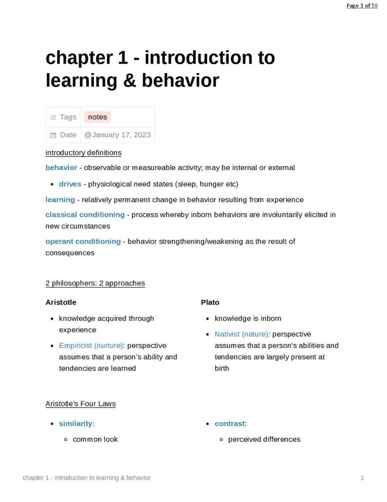 Learning (PSYC 4332) full semester notes