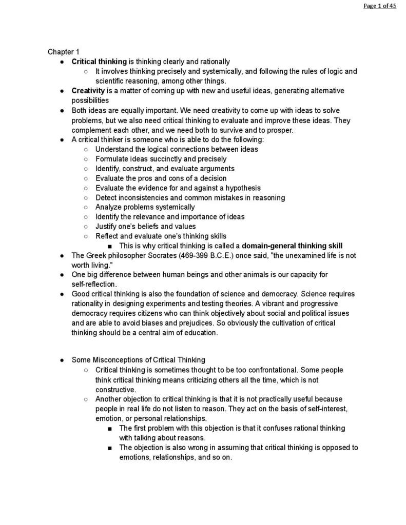 Logic and Critical Thinking (PHIL 102) Chico State notes
