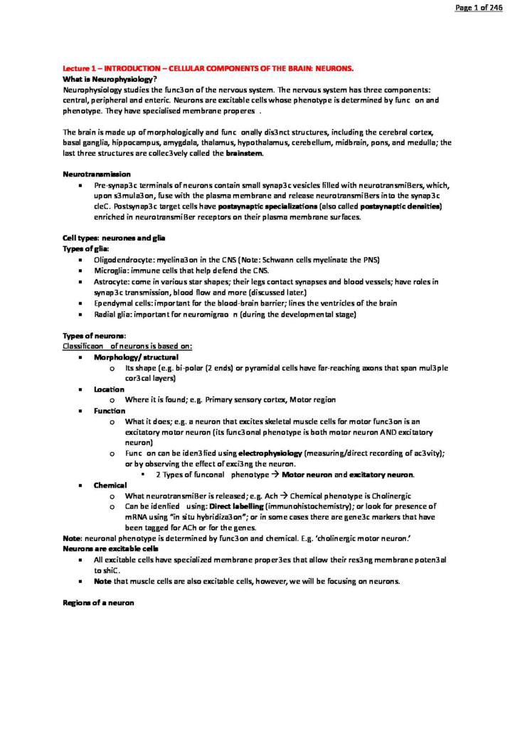 Notes for Neurophysiology: Neurons and Circuits (NEUR30002) at ...