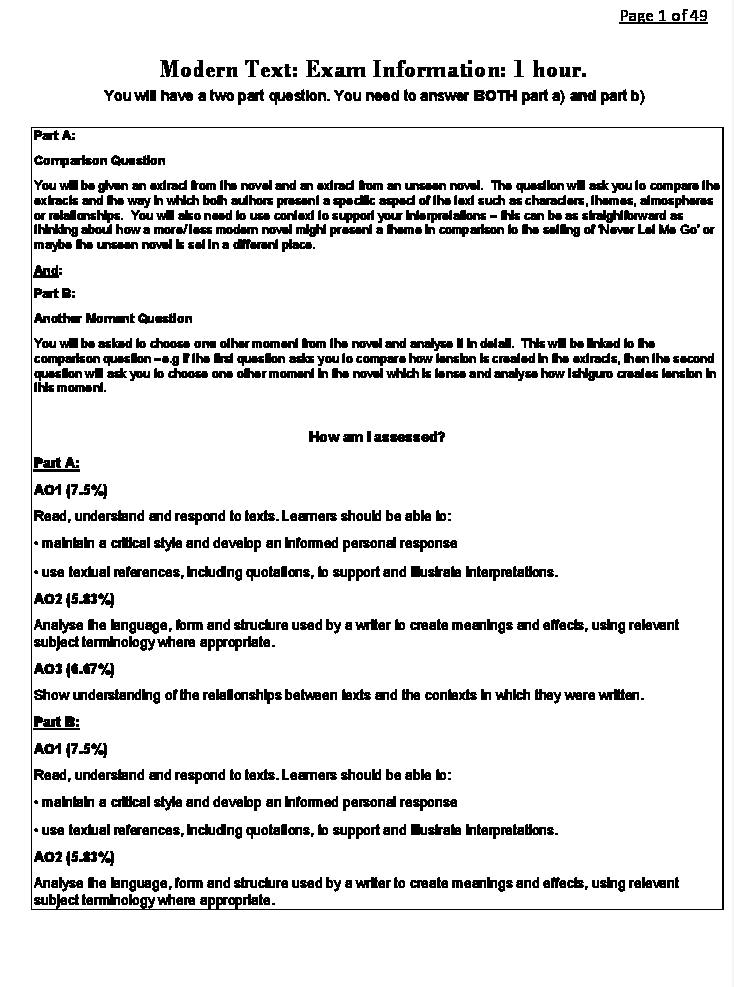 OCR GCSE English Literature (9-1) J352 revision notes