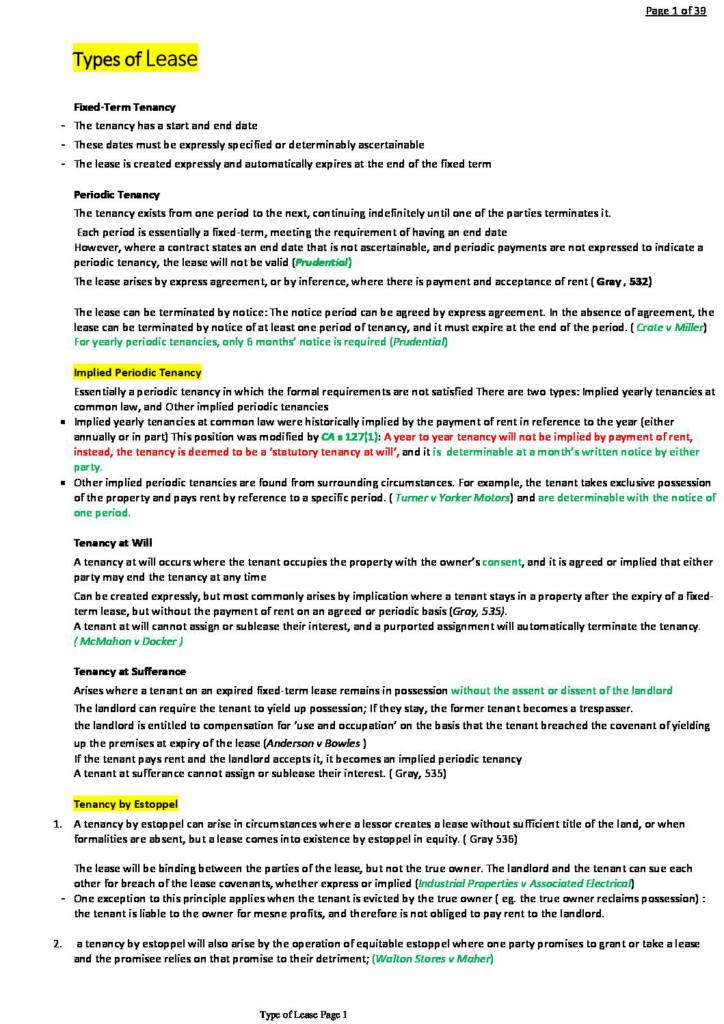 Property Law (LLB2220 or LLB 220) comprehensive notes