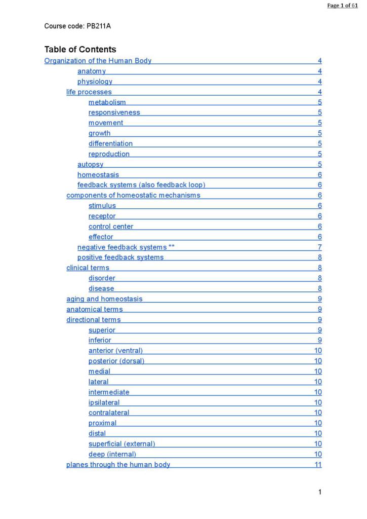 Human Physiology & Pathophysiology (PB211A) lecture summaries