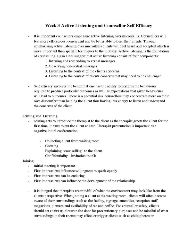 COU180 Therapeutic Communication Skills complete course notes
