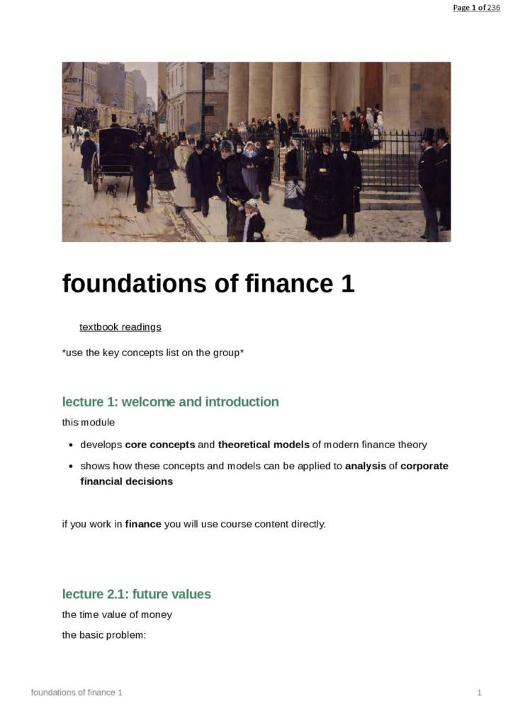 Foundations of Finance A (BMAN23000A) complete notes