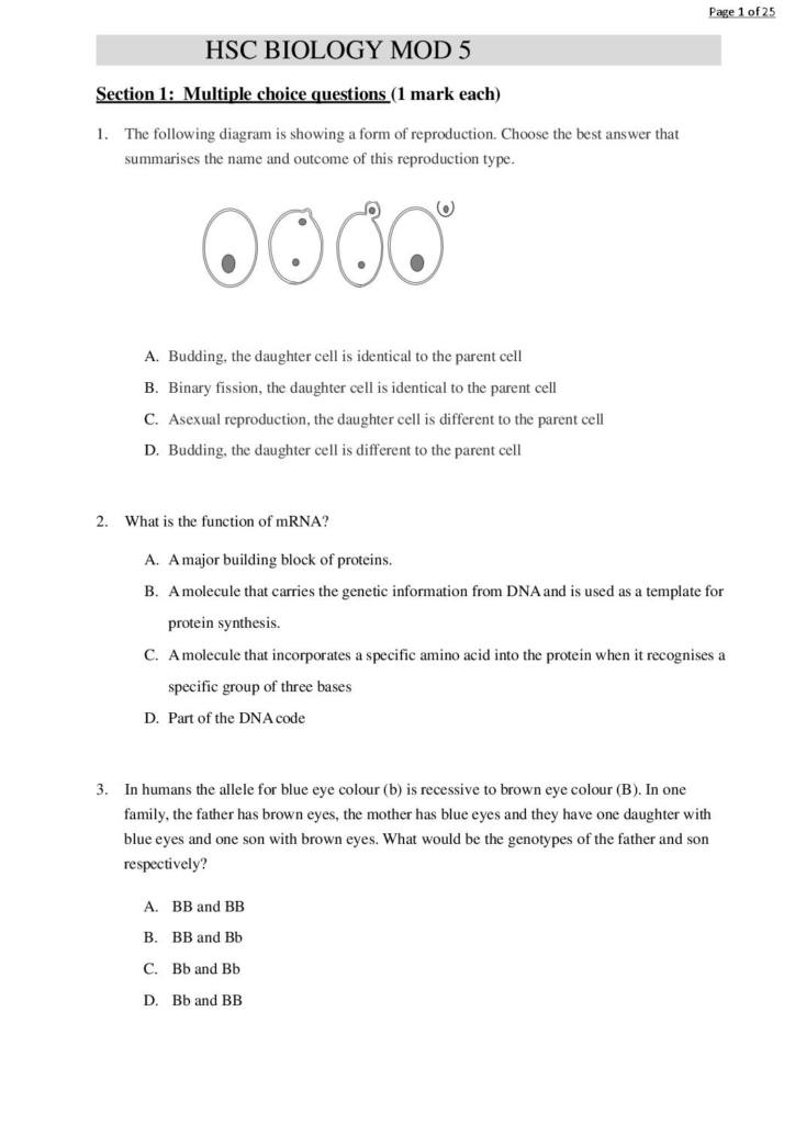 HSC Biology Module 5 sample assessment with answers | StudyLast