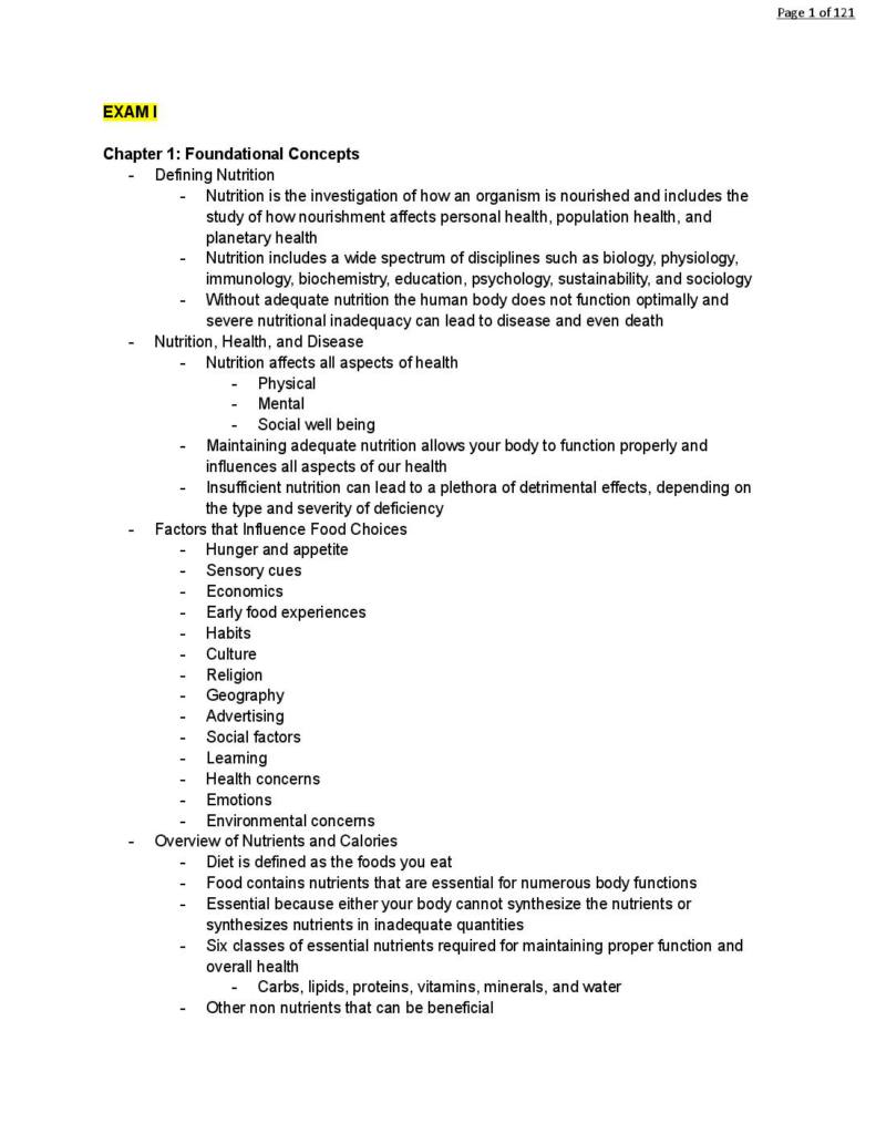 Introduction to Nutrition (IPHY 2420) complete notes