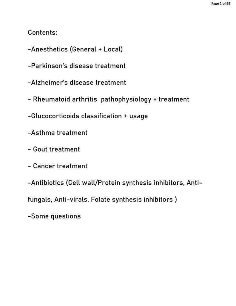 Pharmacology and Toxicology (Uni Tartu) 3rd yr 2nd sem notes