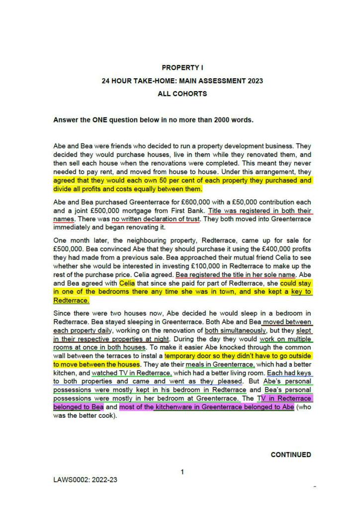 UCL Laws Property I (LAWS0002) summative exam notes