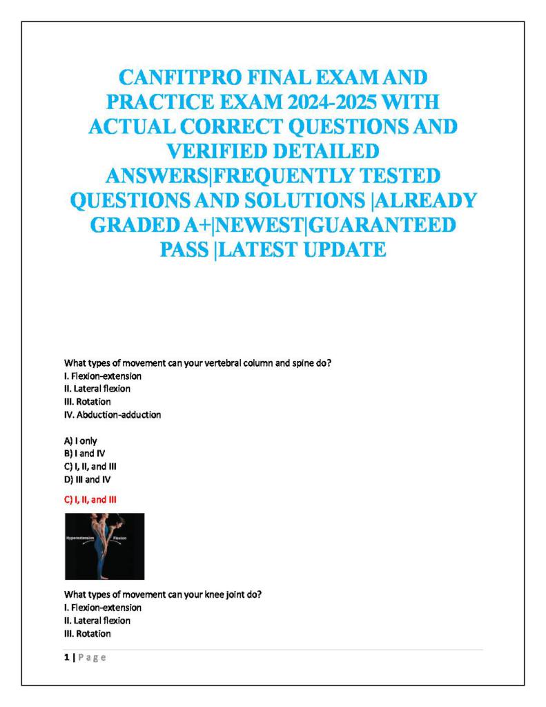 Canfitpro Final Exam & Practice Exam questions & answers