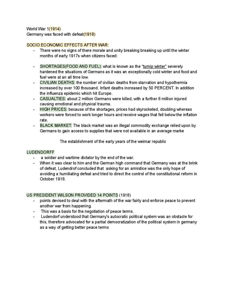 A-Level History Nazi Germany Timeline-Based study notes