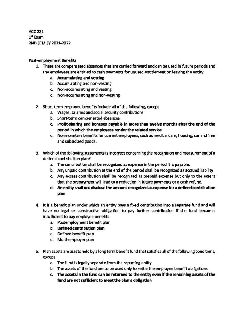 Intermediate Accounting I (ACC 221) A+ practice questions with answers