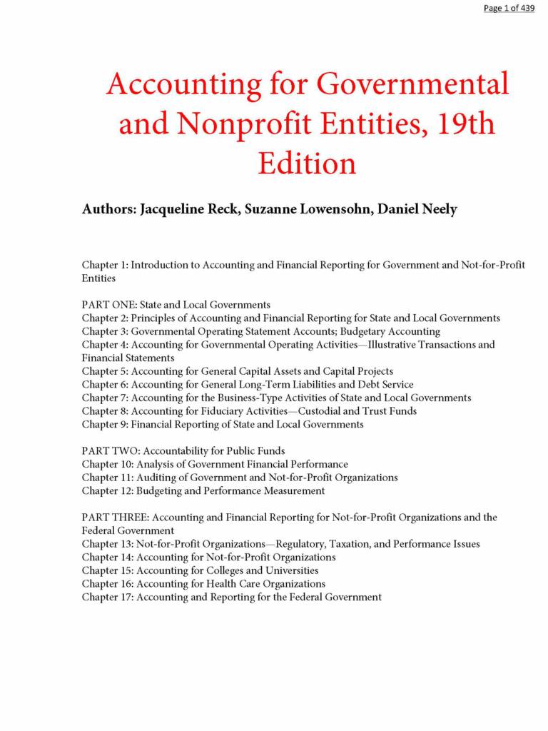 Accounting for Governmental and Nonprofit Entities (19th Ed) by Reck testbank