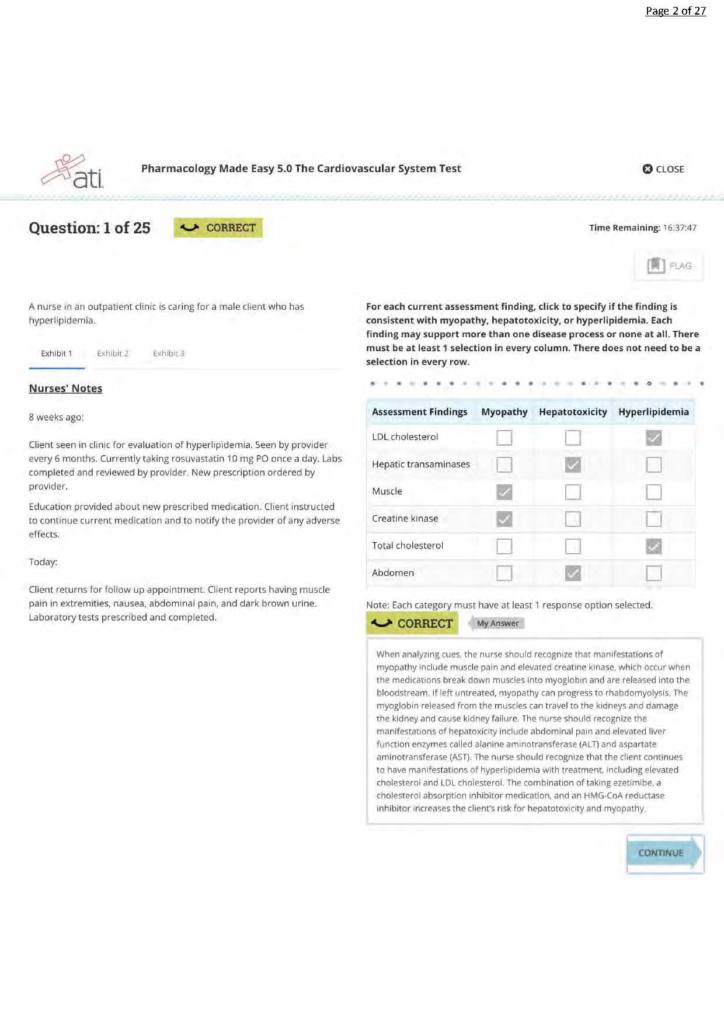 Cardiovascular system test 2025 ati pharmacology made easy 5 0
