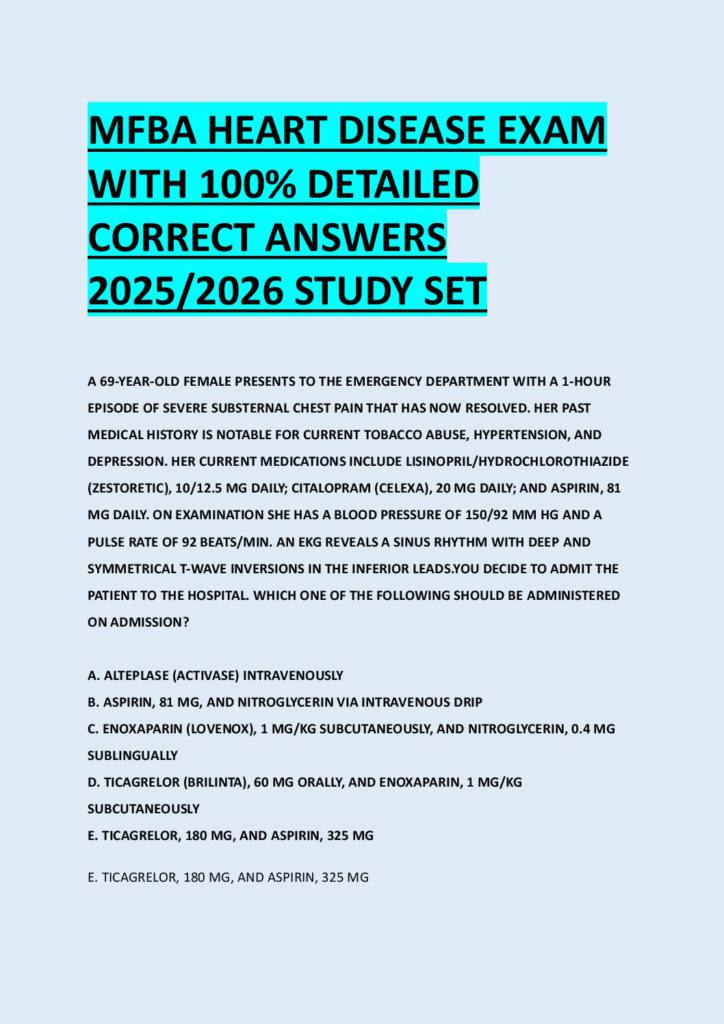 MFBA Heart Disease exam notes (2025/2026) with detailed correct answers