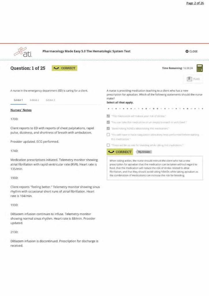 Pharmacology Made Easy 5.0 (ATI) The Hematologic System Test 2025 answers with explanations