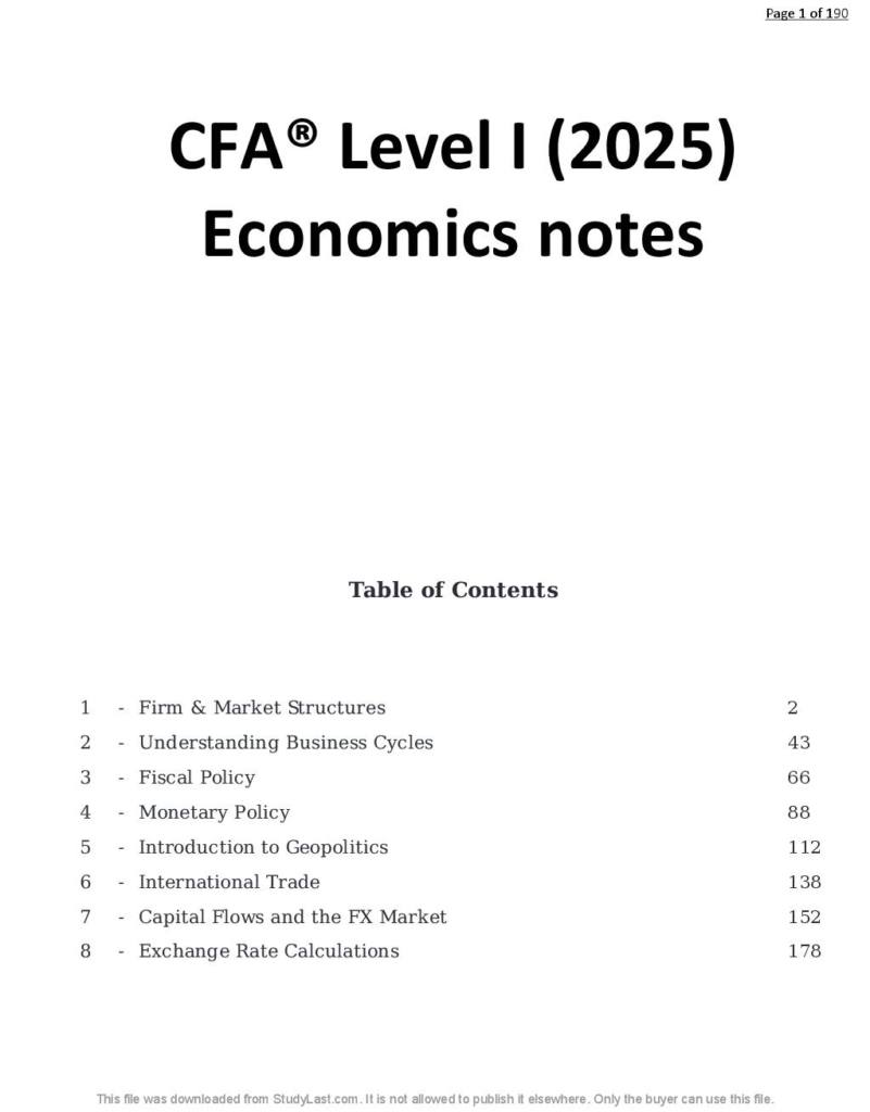 CFA® Level I (2025) Economics notes