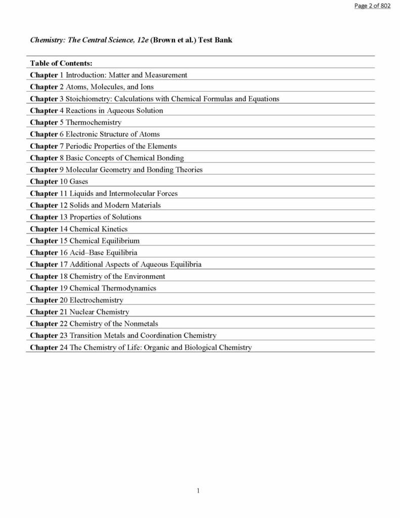 Chemistry: The Central Science 12th Edition Brown, LeMay, Bursten Test Bank