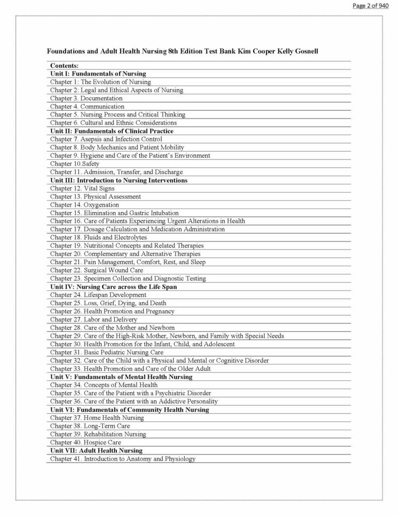 Foundations and Adult Health Nursing 8e (All Chapters, Verified A+ Guide, Updated 2024/2025) Test Bank by Cooper & Gosnell