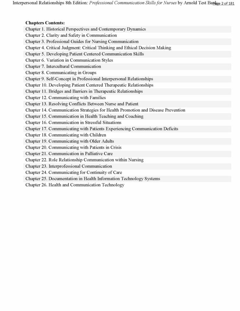 Interpersonal Relationships: Professional Communication Skills for Nurses 8e test bank