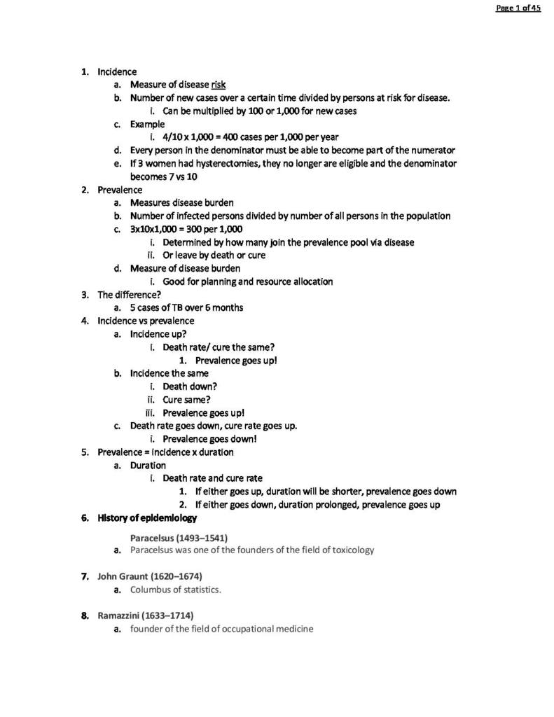 Introduction to Epidemiology (EPID309) full summary notes
