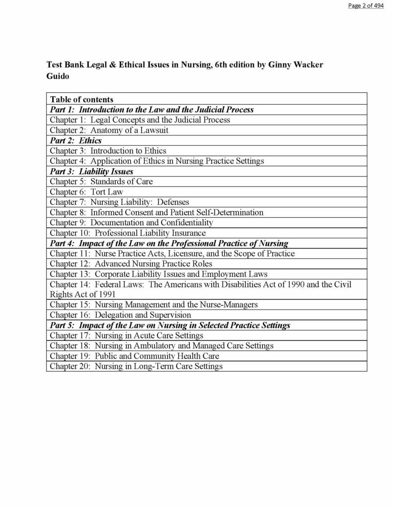 Legal and Ethical Issues in Nursing 6th Edition by Guido test bank