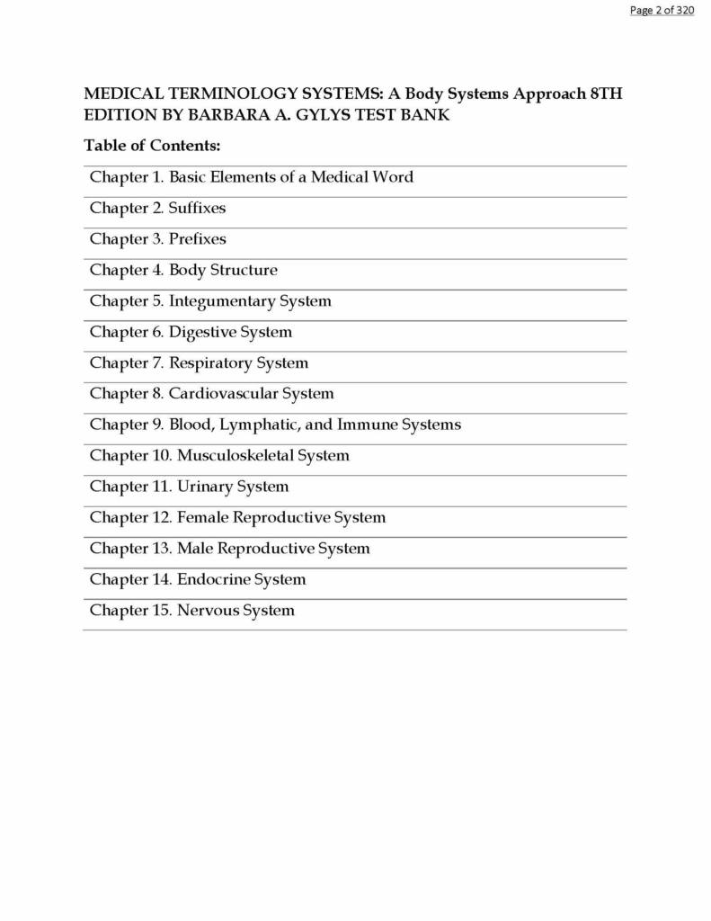 Medical Terminology Systems: A Body Systems Approach 8th Edition test bank