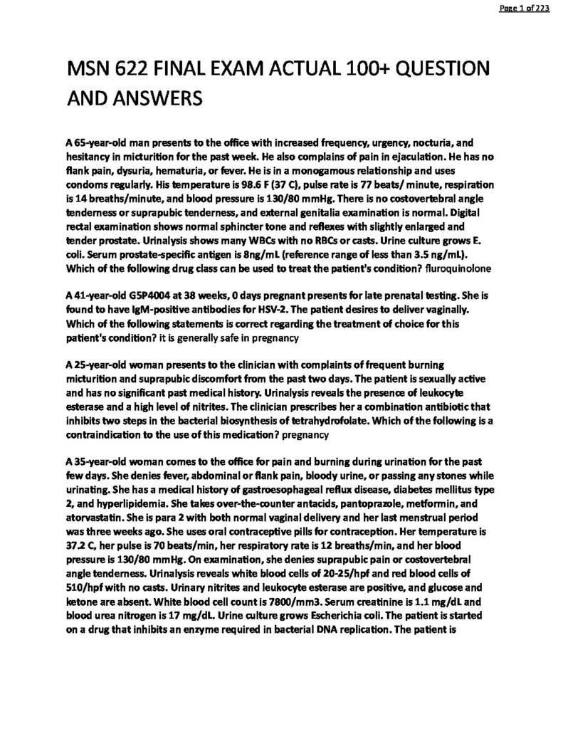 Primary Care of Adolescents & Adults III (MSN 622) final exam Q&A