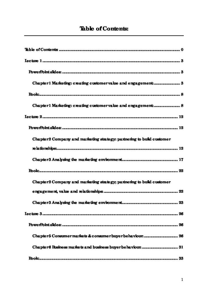 Principles of Marketing summary notes