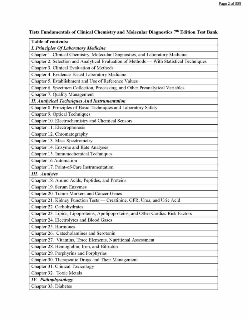 Tietz Fundamentals of Clinical Chemistry and Molecular Diagnostics 7e test bank