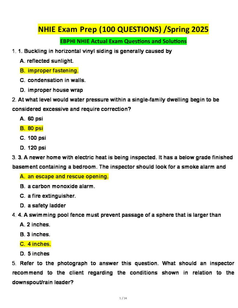 NHIE Exam Prep (100 QUESTIONS) Spring 2025
