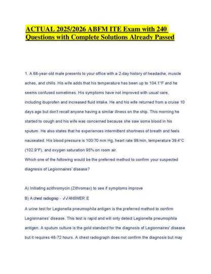 ABFM In-Training Exam (ITE) 2026 exam notes with solutions