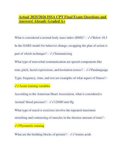 ISSA CPT (2026) Final Exam notes with answers