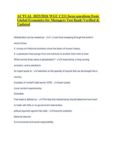 Global Economics for Managers (WGU C211) 2026 focused exam notes with answers
