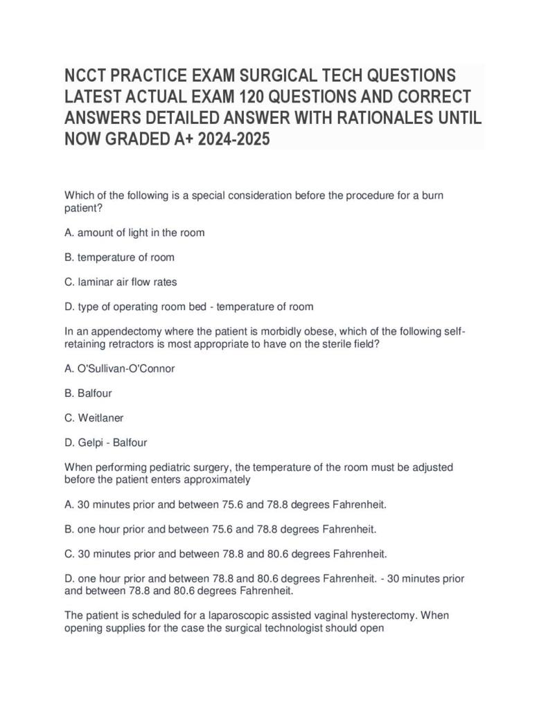 NCCT Tech in Surgery (TS-C) Practice Exam with 120 Surgical Tech Questions