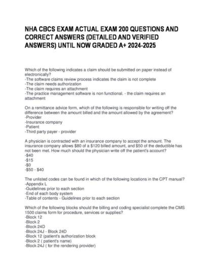 Certified Billing and Coding Specialist (NHA CBCS) 2026 exam notes with questions and answers