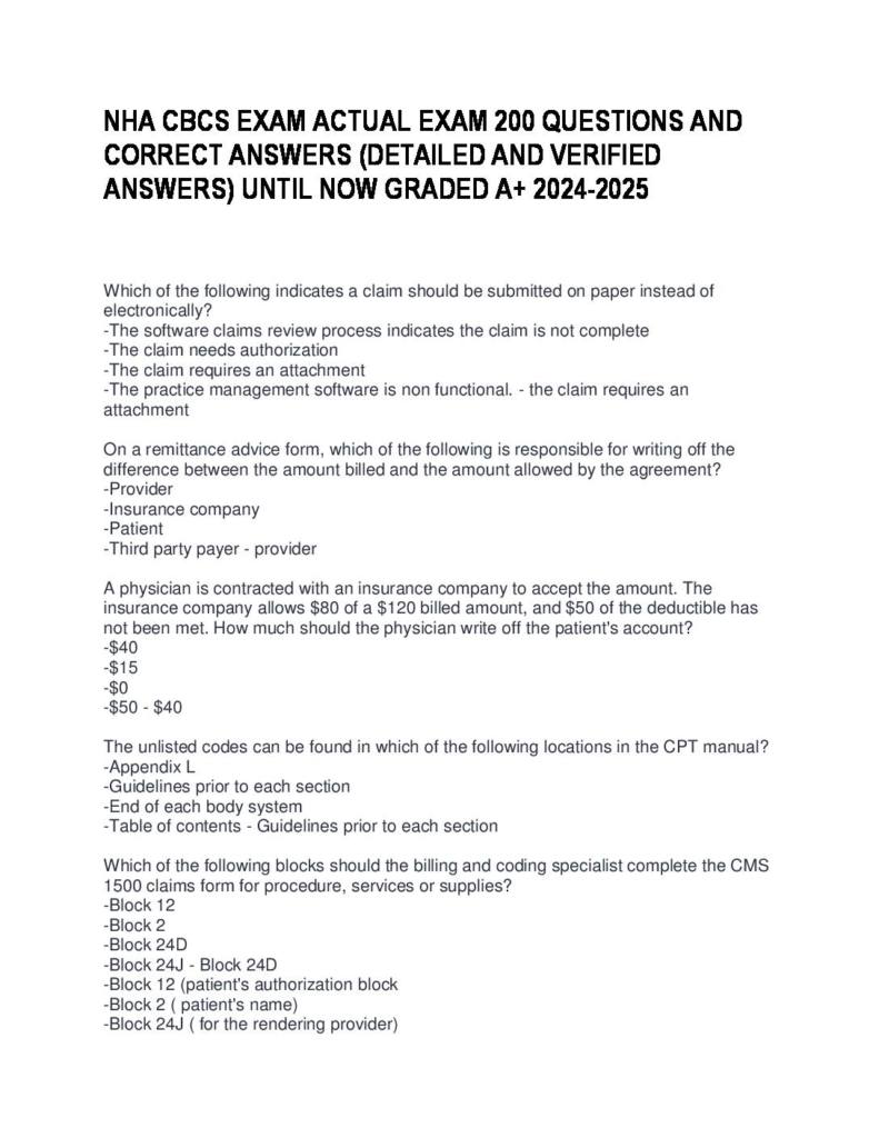 Certified Billing and Coding Specialist (NHA CBCS) 2026 exam notes with questions and answers