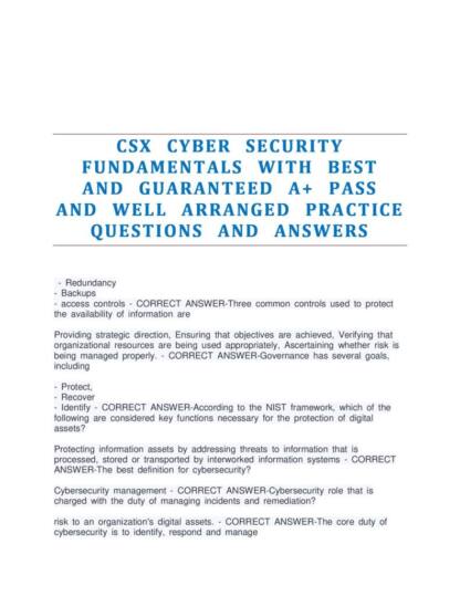 ISACA CSX Cybersecurity Fundamentals Study Guide: Practice Questions & Answers