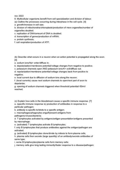 ALL IB Biology HL Paper 2 OFFICIAL PPQs AND MARKSCHEME 2011-2022