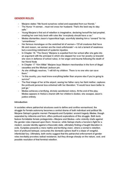 IB Persepolis Essay Plans for Major Themes