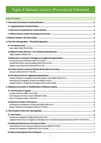 LAWS3701 Administrative Law Lecture 4 Natural Justice