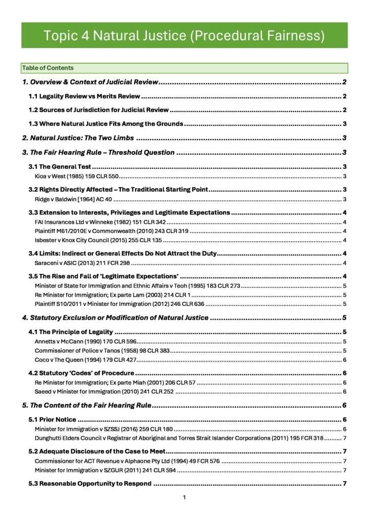 LAWS3701 Administrative Law Lecture 4 Natural Justice