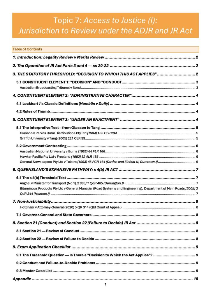 LAWS3701 Administrative Law Lecture 7 Jurisdictional Requirements