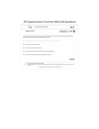 ATI Capstone Exam 2.00 answers with rationales